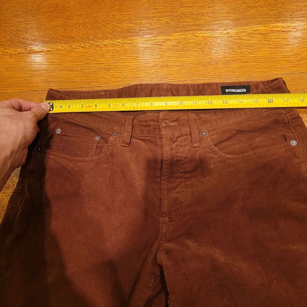 Bonobos Slim French Corduroy Pants 33x32  Brown Cotton Stretch - Picture 10 of 12